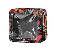 FRODOTGV Buffalo Plaid Rabbit Rabbits Happy Easter Mini Clear Cosmetic Bag Clear, 06, 1 Size