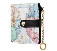 FRODOTGV Bunny & Cats Cloud Ladies Lightweight Foldable Wallet Unique Compact PU Leather for Women