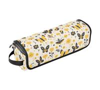 FRODOTGV Butterfly Beautiful Brown Womens Curling Iron Travel Bag Removable Carrying Case and Heat Resistant Mat for Flat Irons, Straighteners, Butterflies Dandelions Pattern Butterflies Gold, One