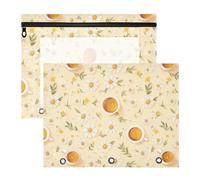 FRODOTGV Cartoon Coffee Flowers Pencil Bag Pouches Clear Window Plastic File Folder for A4 Paper Letter 2 Pack Students School Supplies