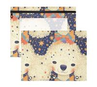FRODOTGV Cartoon Dogs Faces Binder pencil poucheses with 3 Reinforced Grommets Plastic File Folder for A4 Paper Letter 2 Pack Students Art Supplies Storage