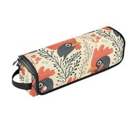 FRODOTGV Cartoon Rooster Heads Hot Hair Tools Travel Bag with Iron Mat Portable Hair Styling Tool Organizer for Curling Iron Straightener Flat Hair Dryer Trave Case for Women