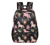 FRODOTGV Casual Day Bag Firm Shaped Empty Standing Design Breathable Mesh Detail for Primary Secondary School Pupils School Commute Fairy Horse Sparkle Size Medium