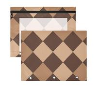 FRODOTGV Checkered Yellow White Brown Binder pencil poucheses with 3 Reinforced Grommets 3-Holes Pocket for 3 Rings Binder 2 Pack Teacher Home Supplies
