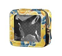 FRODOTGV Cheetah Print Cute Clear Make Up Bag for Girls Cosmetic Containers Toiletry Bags, Tropical Yellow Lemons, One Size