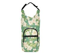 FRODOTGV Cherry Blossom Flowers Green Water Bottle Strap Carrier Multi Size Insulated Water Bottle Holder Cross Body Water Bottle Holder Fits 20/24/32/40 oz Bottles