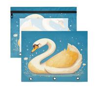 FRODOTGV Chic Light Yellow Swan Pencil Bag Pouches Clear Window Plastic File Folder for A4 Paper Letter 2 Pack Students School Supplies