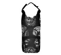 FRODOTGV Chic Lions Black Sling Backpack with Water Bottle Holder Portable Water Bottle Carrying Case Water Bottle Belt Holder Fits 20/24/32/40 oz Bottles