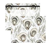 FRODOTGV Chic Oyster White pencil poucheses Clear 3 Rings Pocket for A4 Paper Letter 2 Pack Students College Supplies