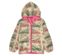 FRODOTGV Christmas Beige Vintage Trucks Trees Pink Toddler Hooded Jackets, Children Plush Lined Hoodie, Baby Girl Girl Clothes 6T