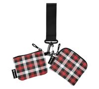 FRODOTGV Christmas Buffalo Plaid Tartan Check Scotland Black Red Women's Card Cases Change Holder Compact Size Change Purse Key Holder with Zipper Pocket for Ladies Girls 2 Pcs, Christmas Buffalo