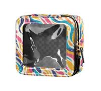 FRODOTGV Christmas Cute Snowmen Cute Clear Makeup Bag Travel Toiletry Tote Nail Polish Organizer for Girls Women, Cheetah Print, One Size