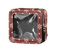 FRODOTGV Christmas Falling Snowflake Mini Clear Makeup Bag Clear Travel Bags for Toiletries Travel Cosmetic Case for Flying, Christmas Falling Snowflake, One Size