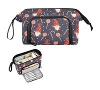 FRODOTGV Christmas Gnomes Red Candies School Pencil Case Large Capacity Cute School Supplies with Handle Pencil Case with Zipper for Girls Elementary