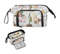 FRODOTGV Christmas Gnomes Snow Winter Village Pencil Cases Large Capacity Artist Pencil Case with Compartment Pencil Bags With Zipper for Adolescentes Preppy School
