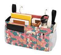 FRODOTGV Christmas Holly Berries Bedside Caddy Storage Bag with Pockets Hanging Organizer for Bunk Bed Accessories, Dorm Storage