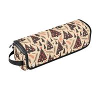 FRODOTGV Christmas Pattern Silver Hot Hair Tools Travel Bag with Iron Mat Women's Waterproof Double-Layer Carrying Case for Flat Irons Hot Tools and Haircare Accessories, Buffalo Plaid Christmas Trees