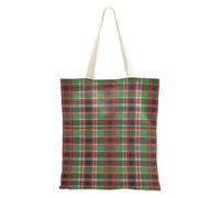 FRODOTGV Classic Green Red Tartan Plaid Canvas Tote Bag | Polyester Canvas Tote Bag with Magnetic Snap Closure