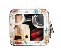 FRODOTGV Clear Make Up Bag Waterproof Travel Toiletry Bag Cosmetic Bag with Zipper Peach Blush Flowers Green Leaves Branches, Peach Blush Flowers Green Leaves Branches Dragonfly, One Size