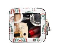 FRODOTGV Clear Makeup Bags, Christmas New Year Turquoise Rainbow, Leather Toiletry Bag Cosmetic Bag with Zipper, Christmas New Year Turquoise Rainbow, One Size