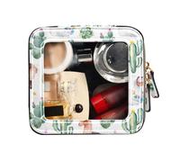 FRODOTGV Clear Makeup Bags, Green Watercolor Cactus and Cute Llama, Travel Toiletry Bag Makeup Bag Organizer, Green Watercolor Cactus And Cute Llama, One Size