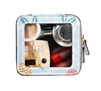 FRODOTGV Clear Mini Makeup Bag Toiletry Bag with Zipper Leather Organizer Bags Happy Easter Eggs Holiday Bunny Rabbit, Happy Easter Eggs Holiday Bunny Rabbit, One Size