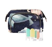FRODOTGV Clouds Whale Hot Air Balloon Watercolor Pattern Travel Bag Cosmetic Case Storage Bag Capacity Travel Cosmetic Zipper, Clouds Whale Hot Air Balloon Watercolor Pattern, One Size