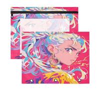 FRODOTGV Clumsy Prince Pink Pencil Bags Pouches with Zipper Pocket Folders for A4 Paper Letter 2 Pack Students Home Supplies