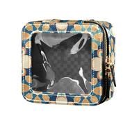 FRODOTGV Colored African Patchwork Motifs Waterproof Clear Small Makeup Bag for Purse Travel Toiletry Tote Cosmetic Containers for Girls Women, Boho Kaleidoscope Abstract Pattern, One Size