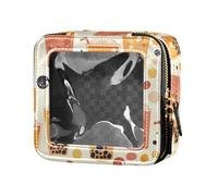 FRODOTGV Colorful Christmas Elements Design Leather Clear Makeup Bag for Purse for Girls Women Cosmetic Case Toiletry Travel Tote, Bubble Tea Pattern, One Size