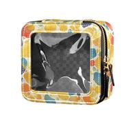 FRODOTGV Colorful Christmas Elements Design Leather Clear Makeup Bag for Purse for Girls Women Cosmetic Case Toiletry Travel Tote, Abstract Watercolor Hand Drawn, One Size