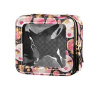 FRODOTGV Colorful Christmas Elements Design Leather Clear Makeup Bag for Purse for Girls Women Cosmetic Case Toiletry Travel Tote, Beauty Cosmetics Pattern, One Size