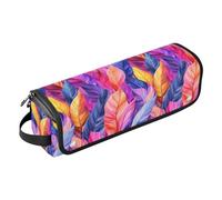 FRODOTGV Colorful Christmas Light Bulbs Women's 2-in-1 Curling Iron Travel Case Large Capacity Hair Styling Accessories Organizer with Heat Resistant Pad for Flat Irons, Straighteners, Tropical Leaves