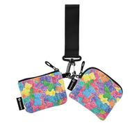 FRODOTGV Colorful Sweet Jelly Bears Gummy Candies Women's Coin Pouches Card Holder Mini Fashion Women's Money Organizers with Zipper Coin Pocket for Women Men 2 Packs, Bears Gummy Candies, One Size