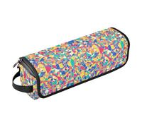 FRODOTGV Colorful Wildflowers Pattern Hair Tool Travel Bag and Heat Resistant Mat with Zipper Womens Large Carrying Case Organizer for Straightener Flat Hair Dryer, Color Mosaic, One Size