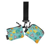 FRODOTGV Construction Vehicles Women's Change Wallet Card Cases Mini Fashion Identity Card Protector with Zipper Coin Pocket for Women Men 2 Pcs, Construction Vehicles, One Size