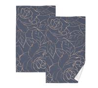 FRODOTGV Copper-Gold Gloss Outline Navy Dark Blue Decorative Bath Towels Face Rags and Towels Childs Washcloths Designer Hand Towels for Bathroom Hand Towels Microfiber 2 Pack