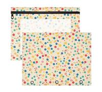 FRODOTGV Cream Polka Dot Pencil Bags Pouches with Smooth Zippers 3 Rings Pocket for 3 Rings Binder 2 Pack Students Office Supplies