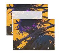 FRODOTGV Curious Men Yellow and Black pencil poucheses with Smooth Zippers 3 Rings Pocket for 3 Rings Binder 2 Pack Teacher Art Supplies Storage