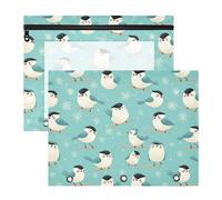 FRODOTGV Cute Birds Pale Blue Pencil Binder Pouches Clear Pocket Folders for A4 Paper Letter 2 Pack Students Classroom Supplies