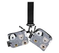 FRODOTGV Cute Dog Faces Gray Women's Coin Pouches Card Holder Small Portable Zipper Wristlet Wallet with Zipper Pocket for Ladies Girls 2 Packs, Cute Dog Faces Gray, One Size