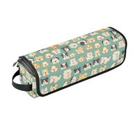 FRODOTGV Cute Dogs 2-in-1 Curling Iron Travel Case for Women, Removable Essentials Storage with Heat Resistant Pad for Flat Irons Hot Tools and Haircare Accessories