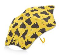 FRODOTGV Cute Dogs Yellow Toddler Umbrellas Wind and Rain Protection Umbrella with Reflective Strip Windproof Travel Umbrella with Pinch-Proof Closure for Kids Girls