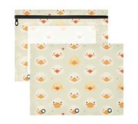 FRODOTGV Cute Duck Faces pencil poucheses with Zipper 3 Rings Pocket for A4 Paper Letter 2 Pack Students Class Supplies