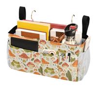 FRODOTGV Cute Frogs and Safari Mushrooms Smoke Bedside Storage Basket Storage Bags Pocket with Big Pockets And Bottle Holder for Books Mobile Phones Keys Water Bottle