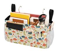 FRODOTGV Cute Frogs and Safari Mushrooms Smoke Bedside Storage Caddy Bag Hanging Organizer with Fixed Straps and Water Bottle Holder for Home College Dorm Bunk Bed Hospital Bed Crib Bed Rails