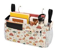 FRODOTGV Cute Frogs and Safari Mushrooms Smoke Bedside Storage Caddy Hanging Organizer with Pockets Can be Placed Books, Phones, Keys, Glasses, Magazine