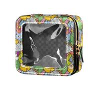 FRODOTGV Cute Frogs Doodle Clear Makeup Organizer Bag Travel Bags for Toiletries Cosmetic Bag for Flying, Cute Frogs Doodle, One Size