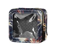 FRODOTGV Cute Giraffes Clouds Mini Clear Makeup Bag for Purse Travel Toiletry Pouches Portable Cosmetic Organizer for Girls Women, Colorful Fireworks Illustration, One Size