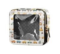 FRODOTGV Cute Giraffes Clouds Mini Clear Makeup Bag for Purse Travel Toiletry Pouches Portable Cosmetic Organizer for Girls Women, Cartoon Cars Collection, One Size